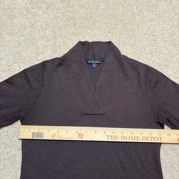 Brooks Brothers Sweater Womens Medium Brown Cotton Cashmere Shawl Collar - Picture 5 of 10